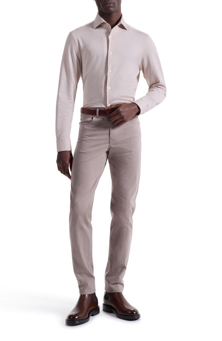 Bugatchi Devon OoohCotton<sup>®</sup> Houndstooth Button-Up Shirt, Alternate, color, Sand