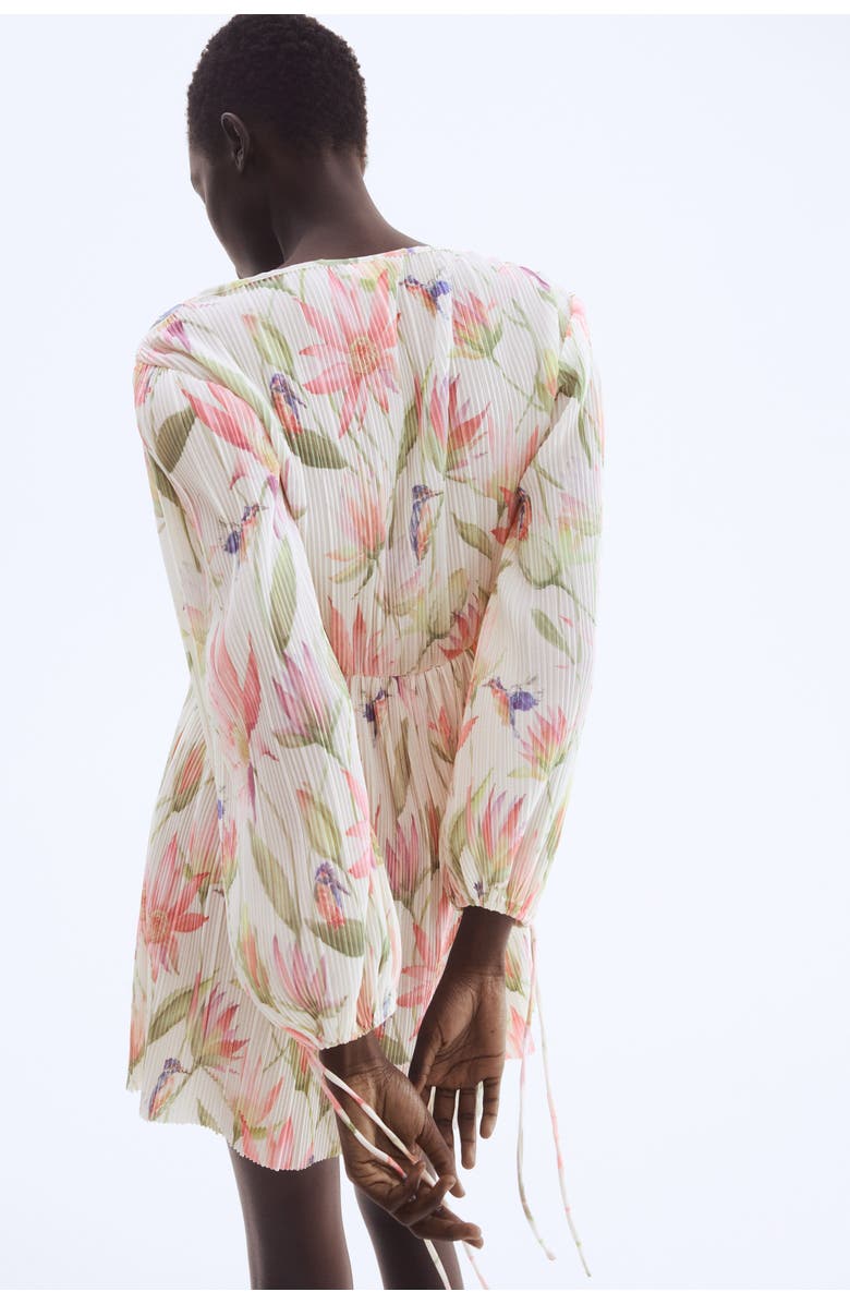 H&M Plissé Dress, Alternate, color, Cream/Floral