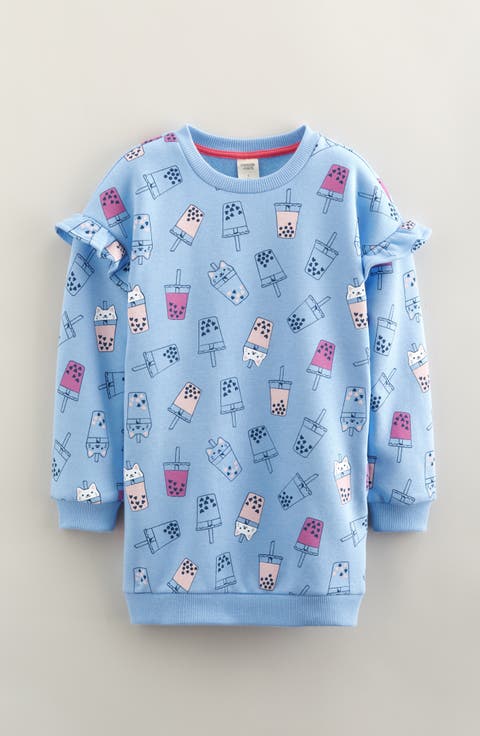 Kids' Print Cotton Sweatshirt Dress (Toddler, Little Kid & Big Kid)