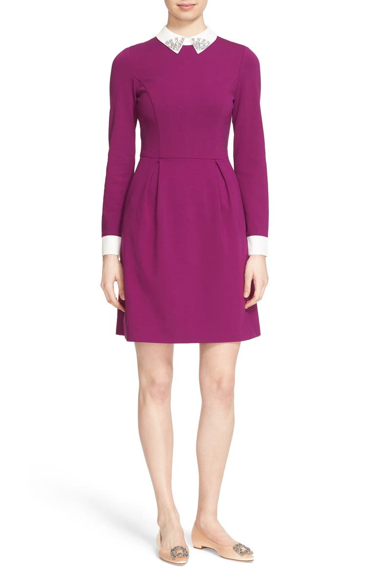 'Moona' Embellished Collar Dress, Main, color, PURPLE