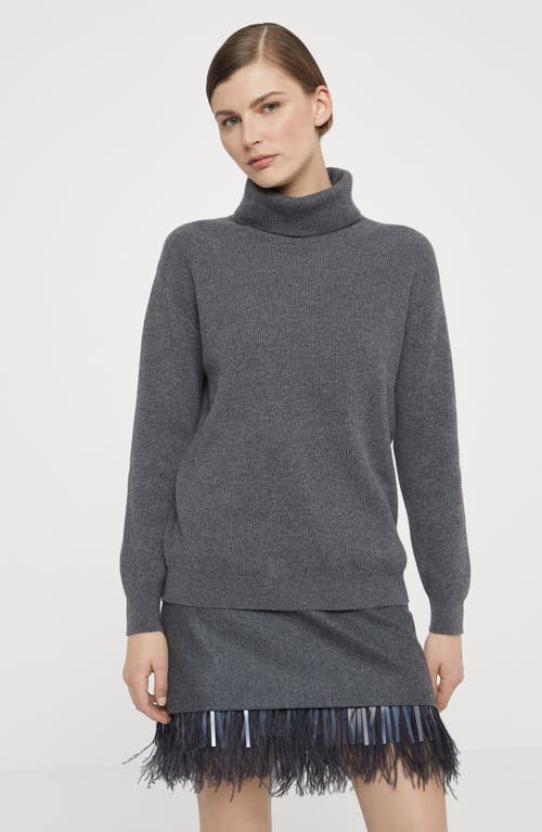 Brunello Cucinelli Cashmere Ribbed Rollneck Sweater In Lead
