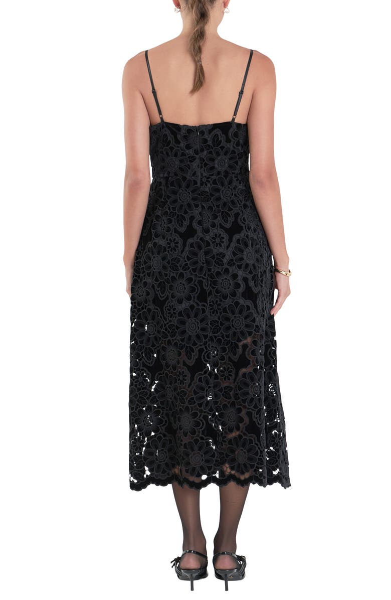 Endless Rose Velvet Lace Midi Dress, Alternate, color, Black