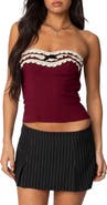 EDIKTED Ruffle Eyelet Tube Top