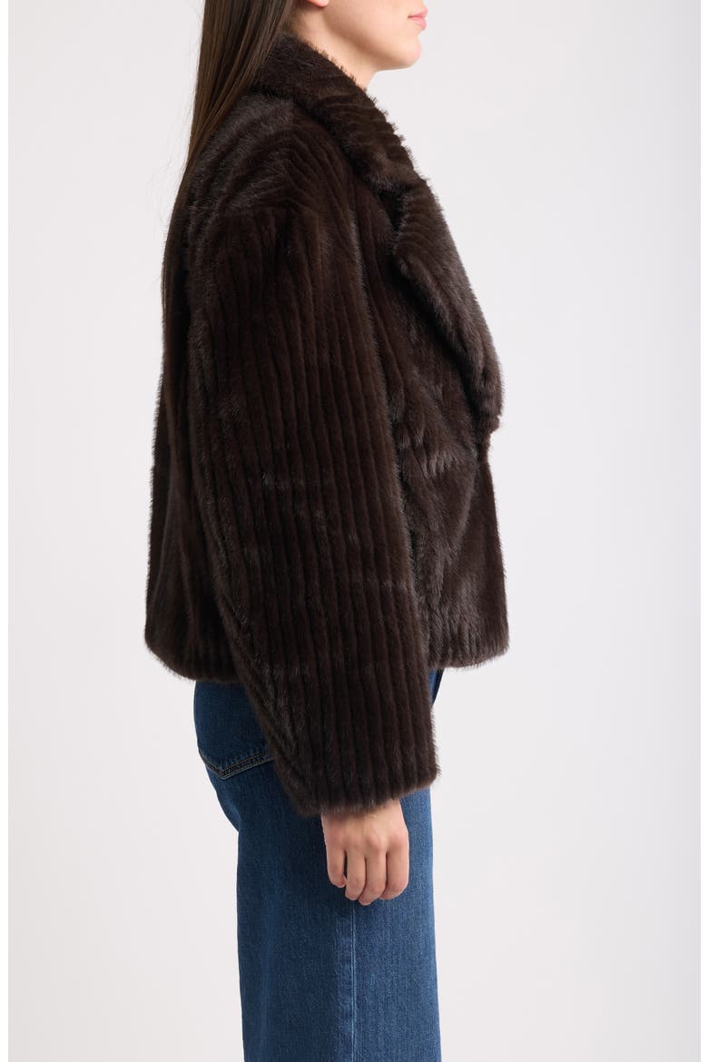 Striped Faux Fur Coat, Alternate, color, BROWN