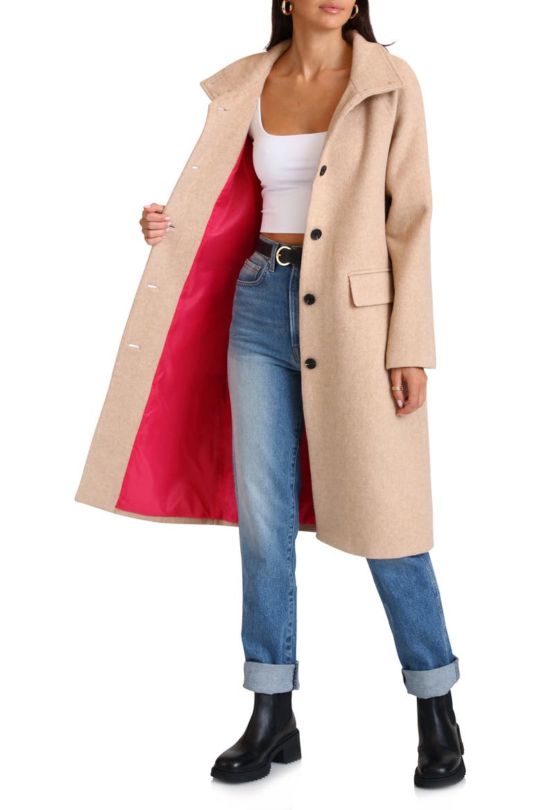 Single Breasted Wool Blend Coat, Alternate, color, CAMEL