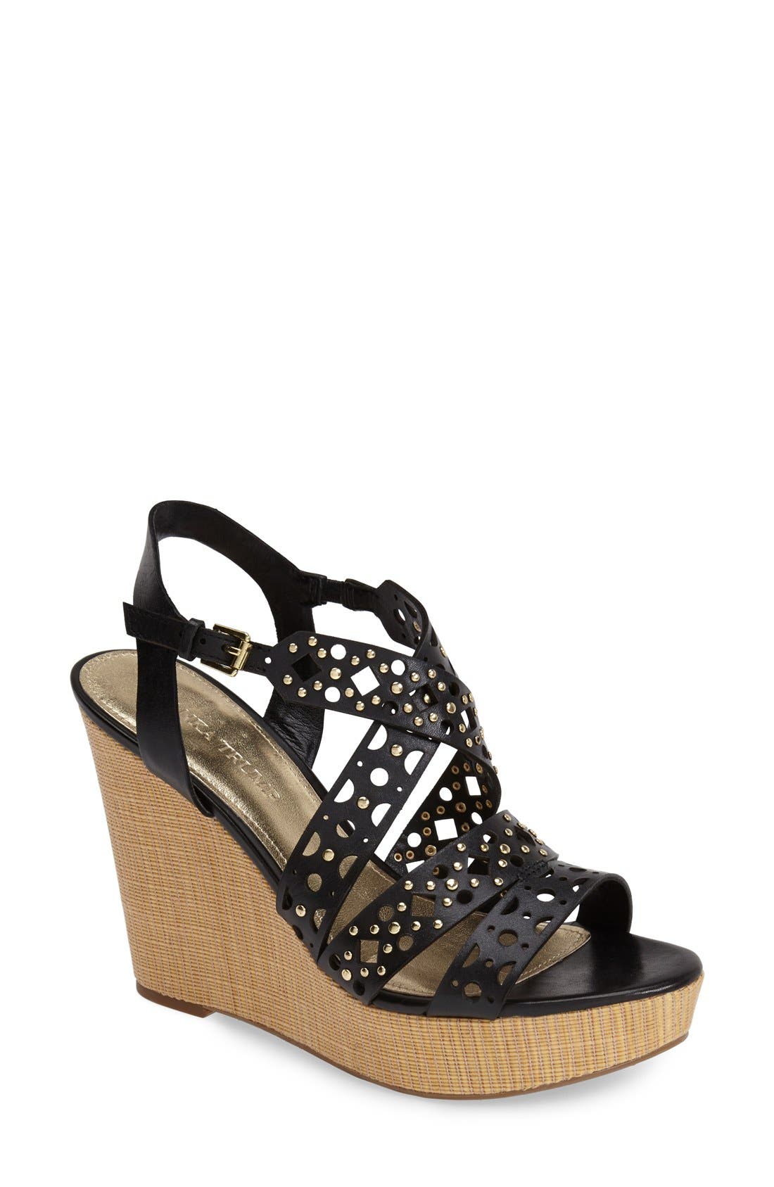 'Halera' Wedge Sandal (Nordstrom Exclusive), Main, color, BLACK LEATHER