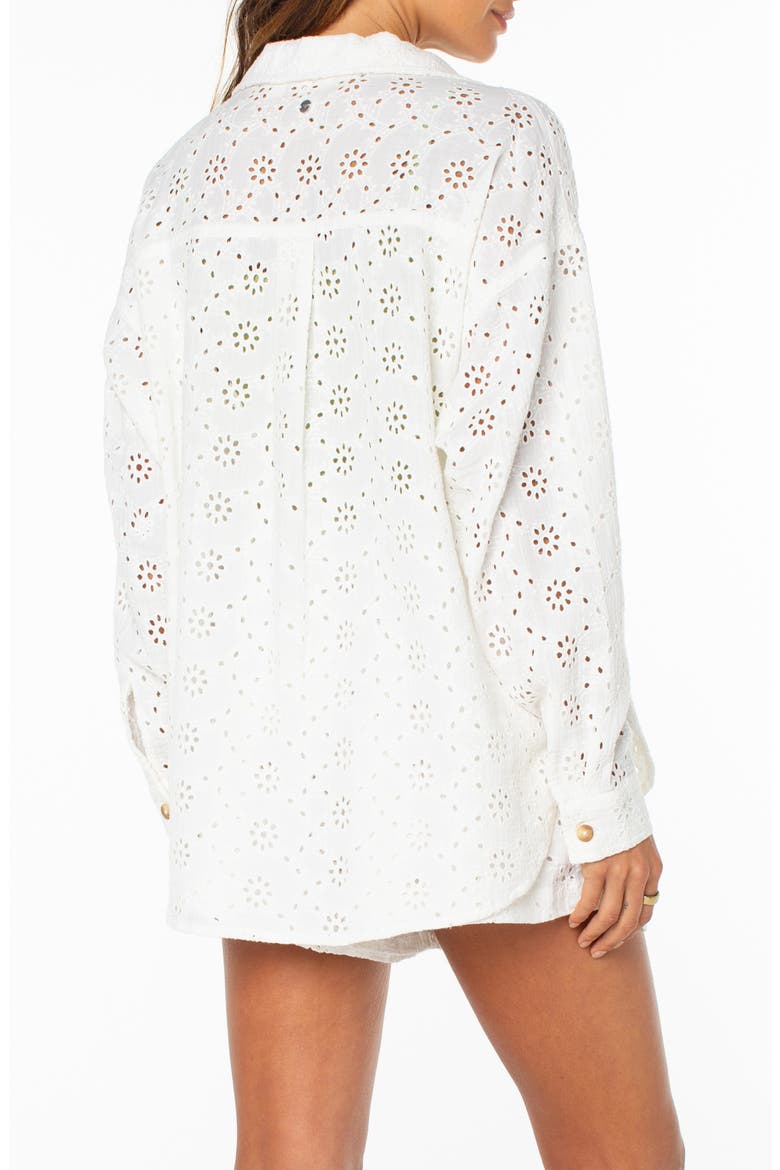 Morning Eyelet Embroidered Button-Up Shirt, Alternate, color, CLOUD DANCER