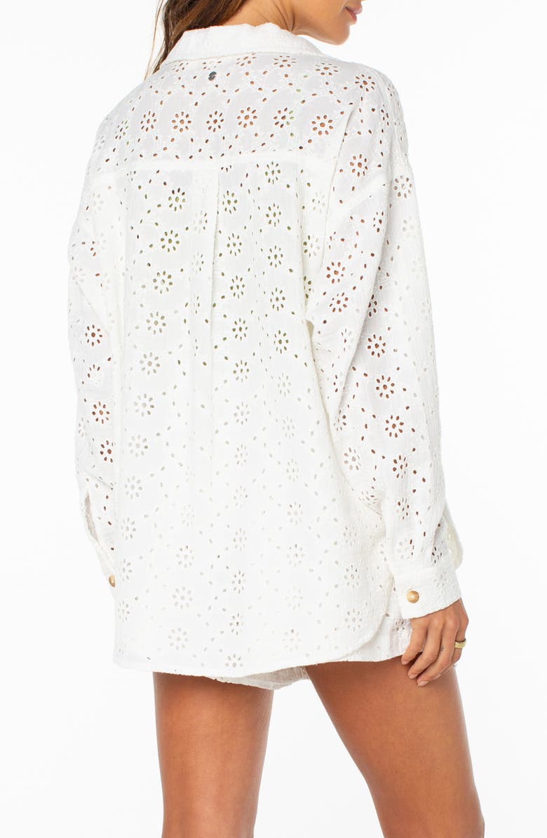 Roxy Morning Eyelet Embroidered Button-Up Shirt, Alternate, color, Cloud Dancer