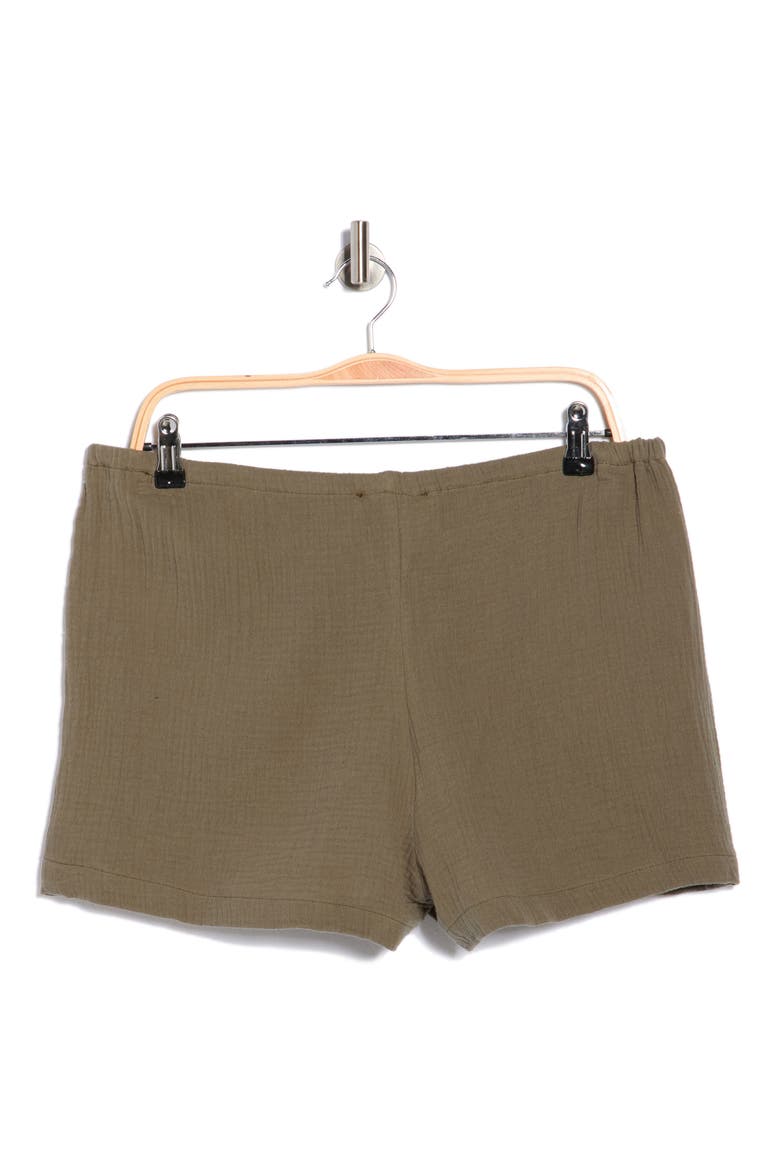 Cotton Gauze Drawstring Shorts, Alternate, color, LIGHT OLIVE