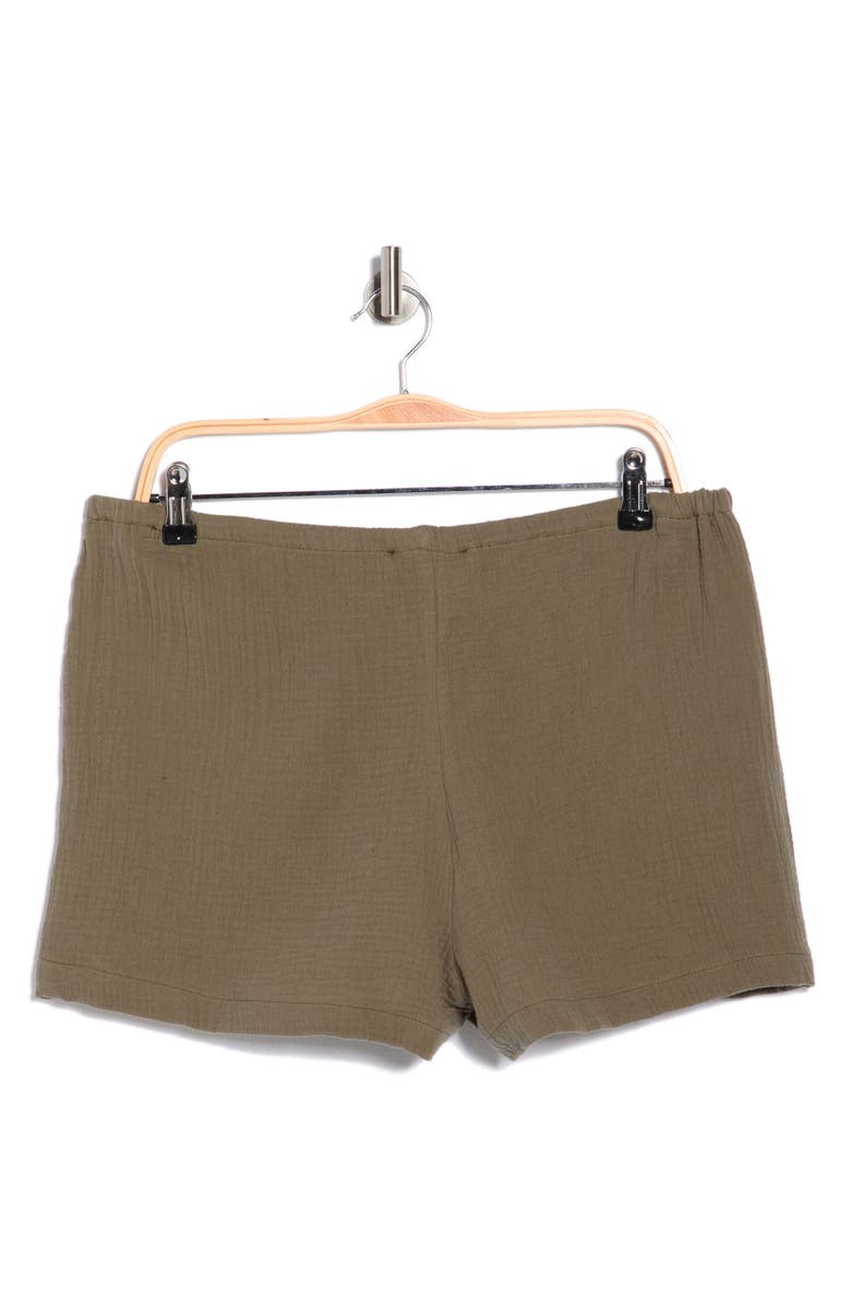 Ellen Tracy Cotton Gauze Drawstring Shorts, Alternate, color, Light Olive
