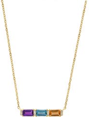 EFFY Diamond Amethyst Blue Topaz & Citrine Bar Necklace - 0.03ct.