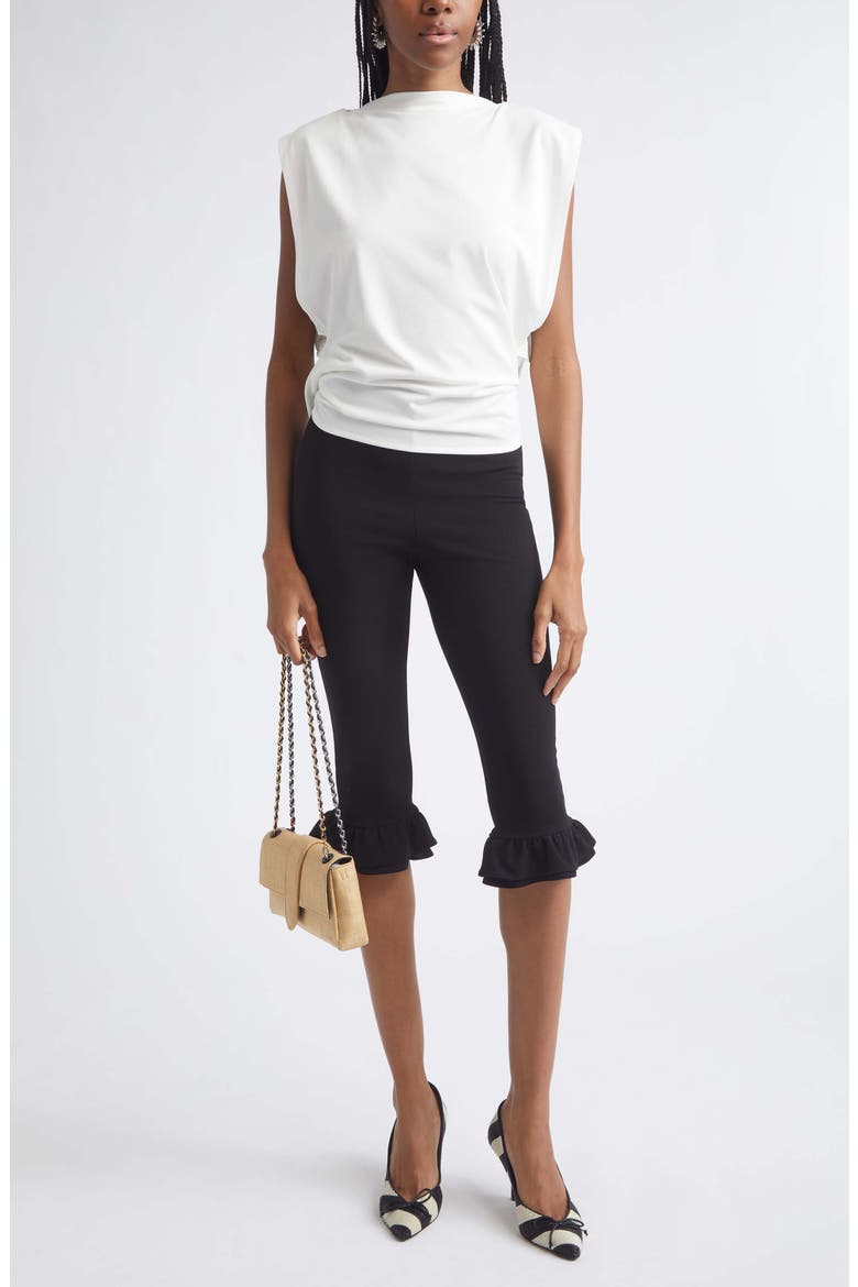 The Playa Ruffle Cuff Capri Pants, Alternate, color, BLACK