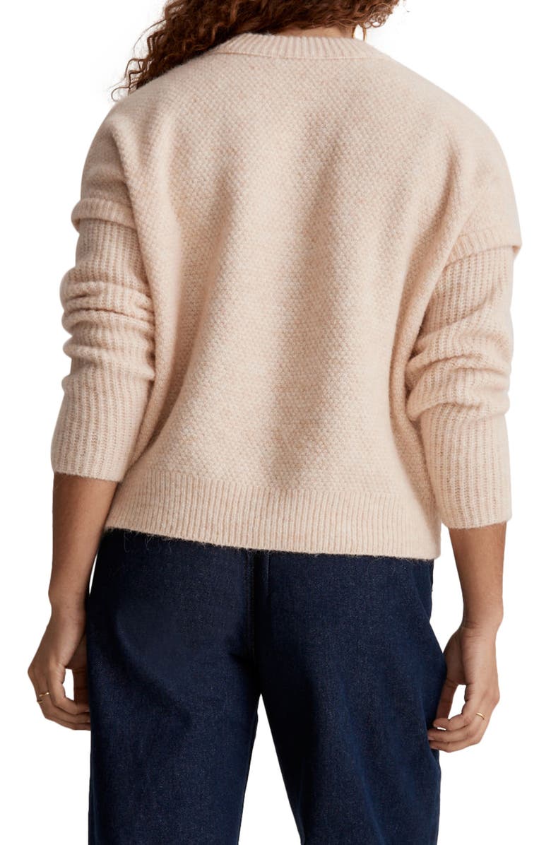 Madewell Havener Cable Pullover Sweater, Alternate, color, Heather Powder