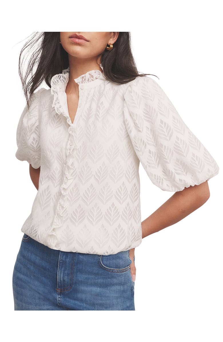 MINT VELVET Jacquard Ruffle Blouse, Alternate, color, White