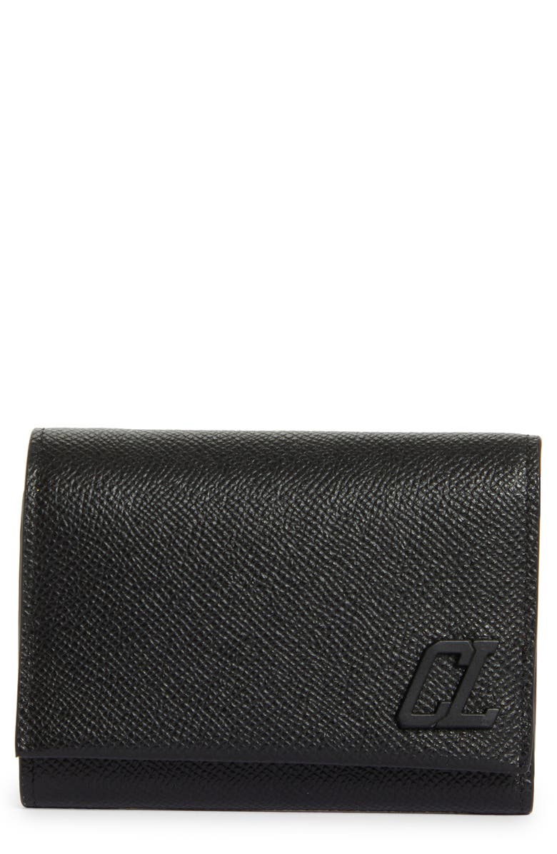 Christian Louboutin Groovy Calfskin Trifold Wallet, Main, color, 