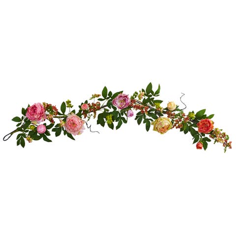 60-in Mixed Peony 
Berry Garland