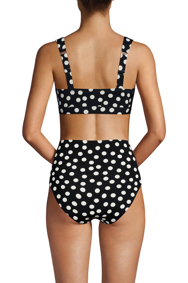 Twist Front Bikini Top, Alternate, color, Black/Egret White Tossed Dots