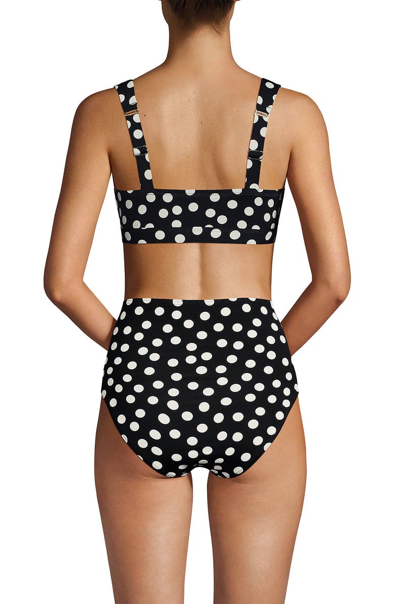 Lands' End Twist Front Bikini Top, Alternate, color, Black/Egret White Tossed Dots