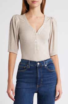 FRAME Rib Ruched Henley