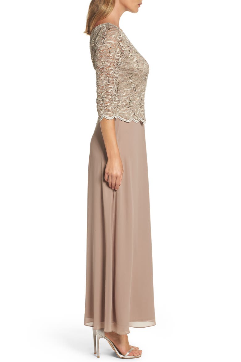 Mock Two-Piece Formal Gown, Alternate, color, CHAMPAGNE