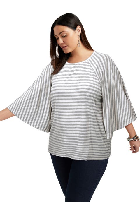 Flared Raglan Sleeve Breton Tee