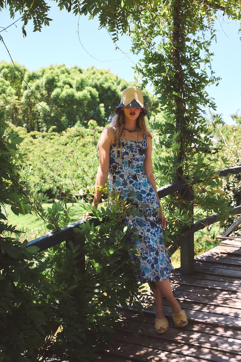 Camillie Midi Dress, Alternate, color, Blue Heran