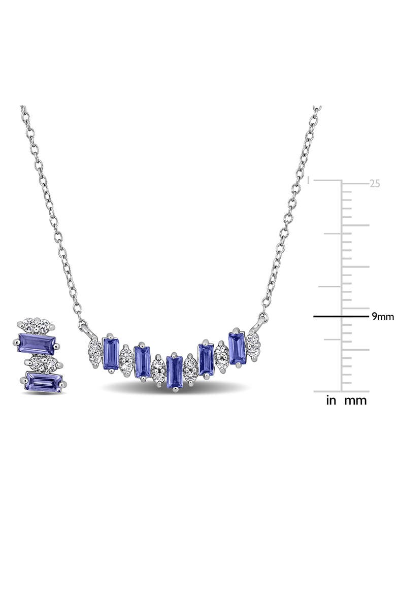 DELMAR Tanzanite & White Topaz Stud Earrings & Bar Necklace Set, Alternate, color, Purple