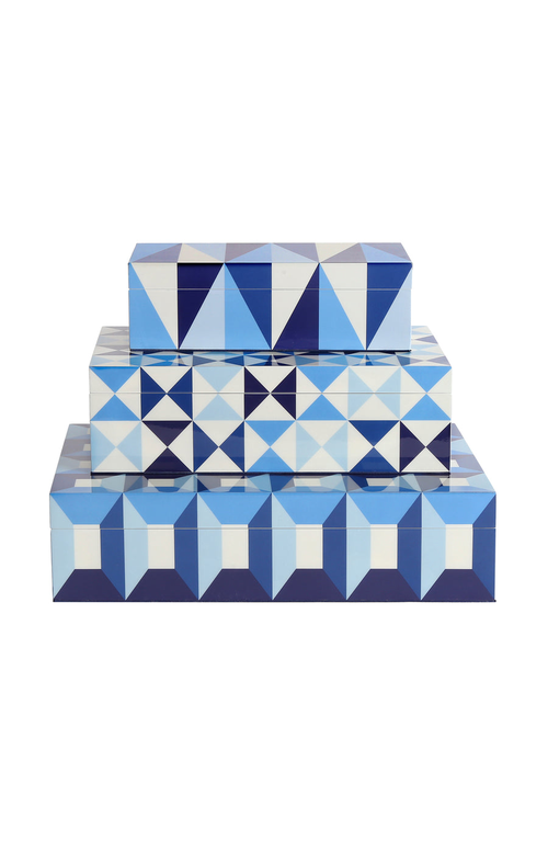 Jonathan Adler Medium Sorrento Lacquer Box In Blue