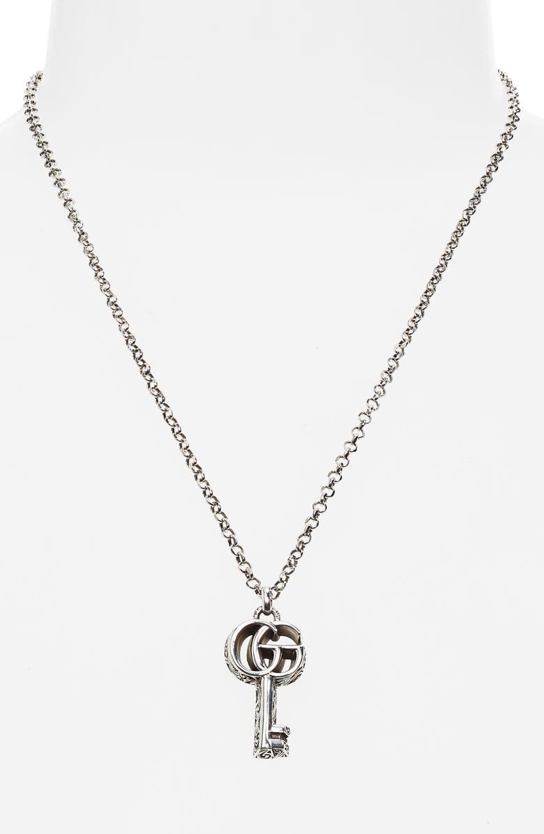 Gucci GG Silver Key Necklace, Alternate, color, Silver