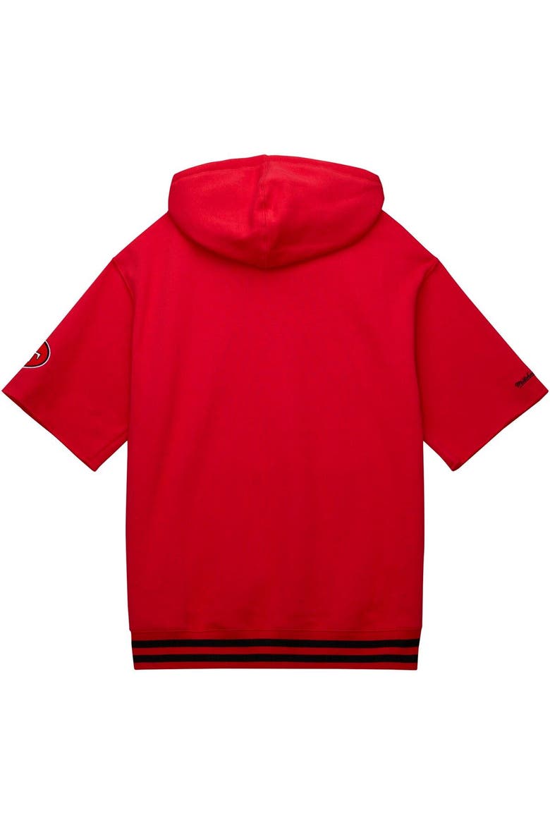 Men's Mitchell & Ness Scarlet San Francisco 49ers Pre-Game Short Sleeve Pullover Hoodie, Alternate, color, Scarlet