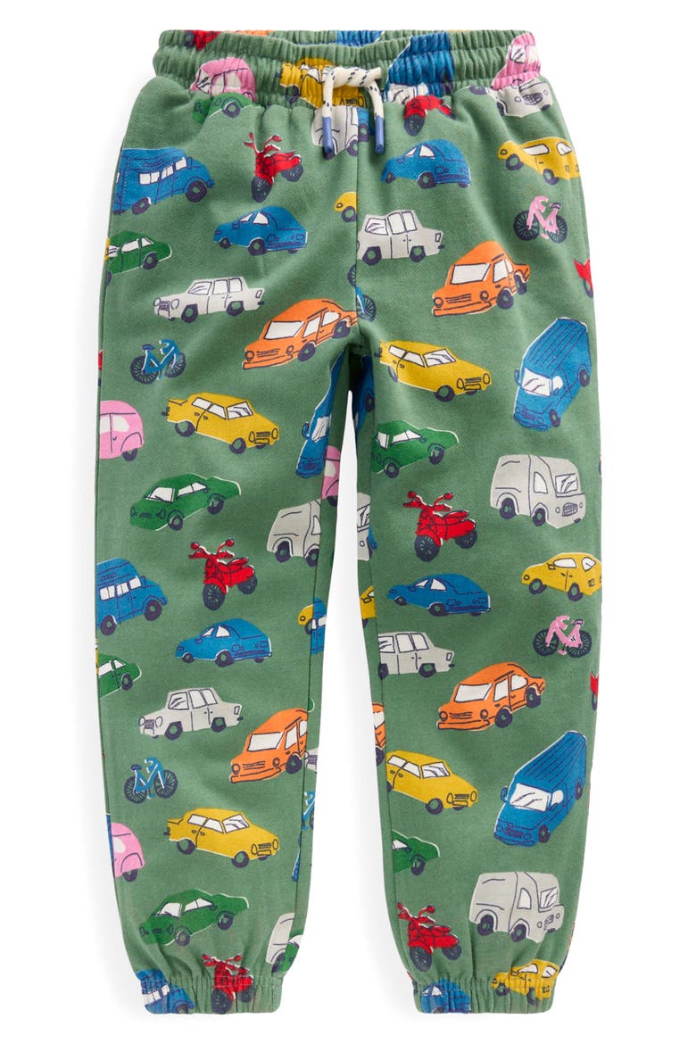 Kids' Traffic Print Cotton Joggers, Main, color, WILLOW GREEN TRAFFIC JAM