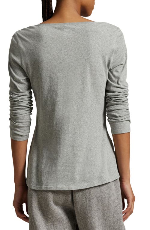 Polo Ralph Lauren Long & Lean Cotton Jersey Lounge Henley In Heather Grey