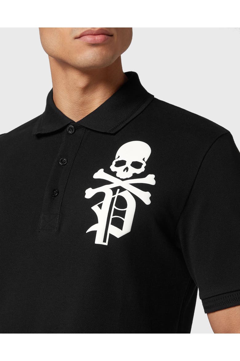 Polo Shirt Skull&Bones Men, Alternate, color, black