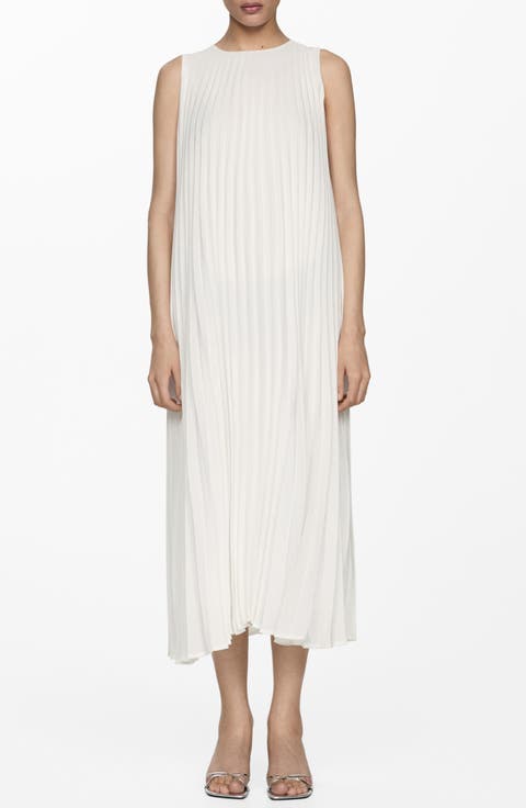 Pleated Sleeveless Midi Dress
