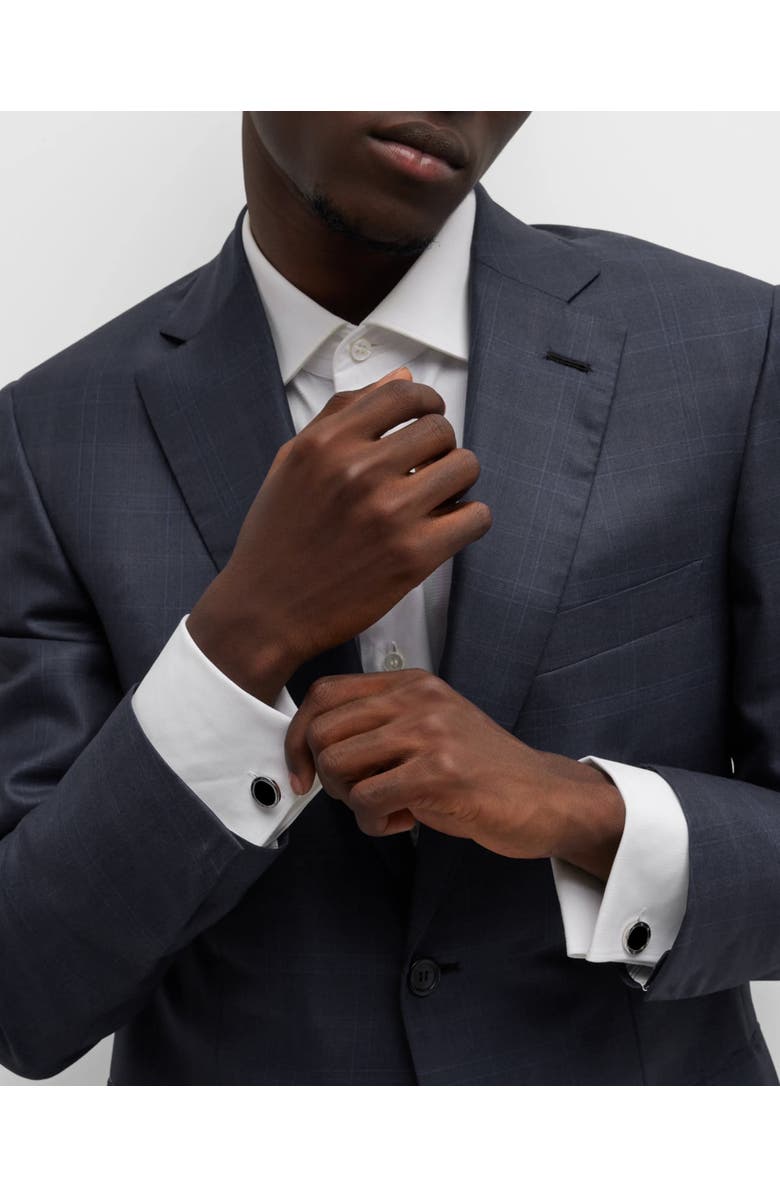 Jan Leslie Rivet Etch Sterling Cufflinks, Alternate, color, Black