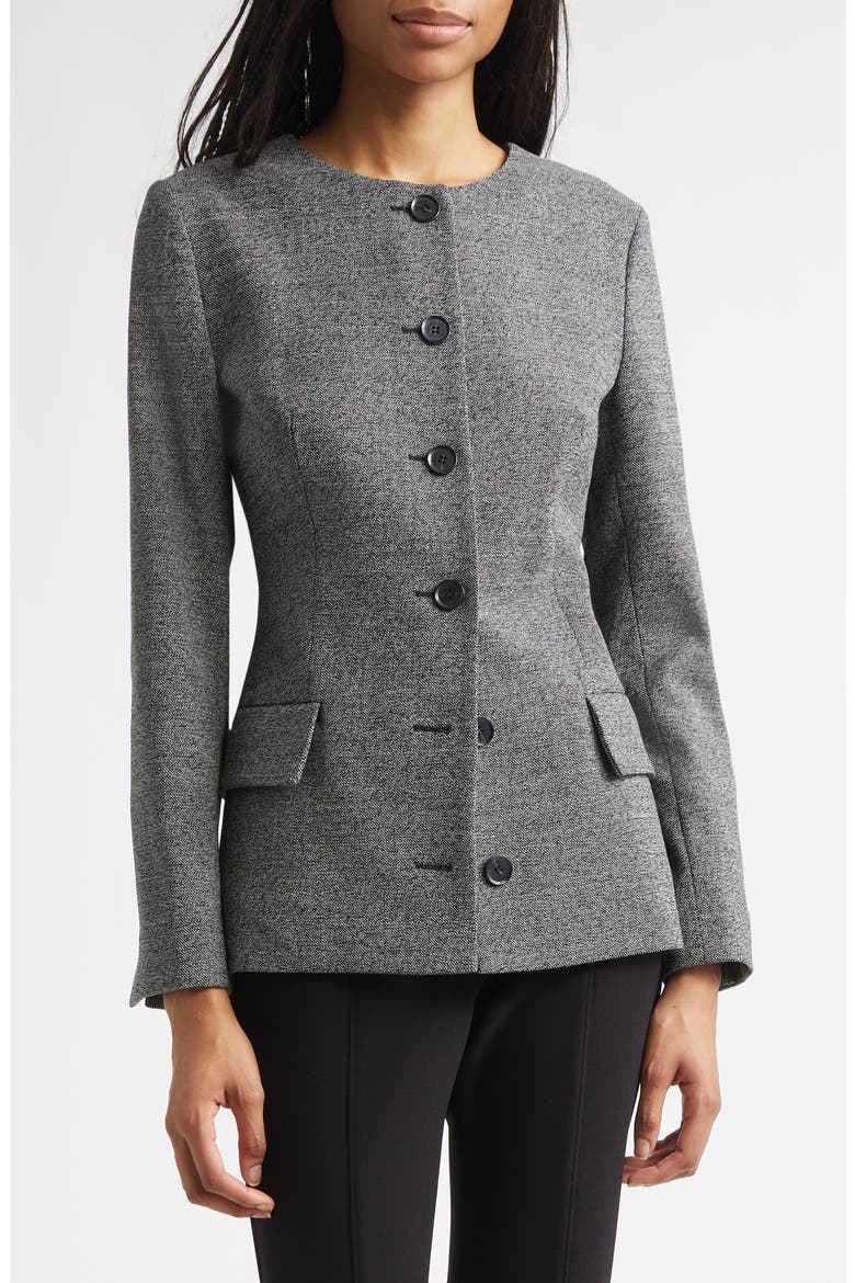 Annemarie Stretch Wool Mélange Jacket, Main, color, DARK GREY MELANGE