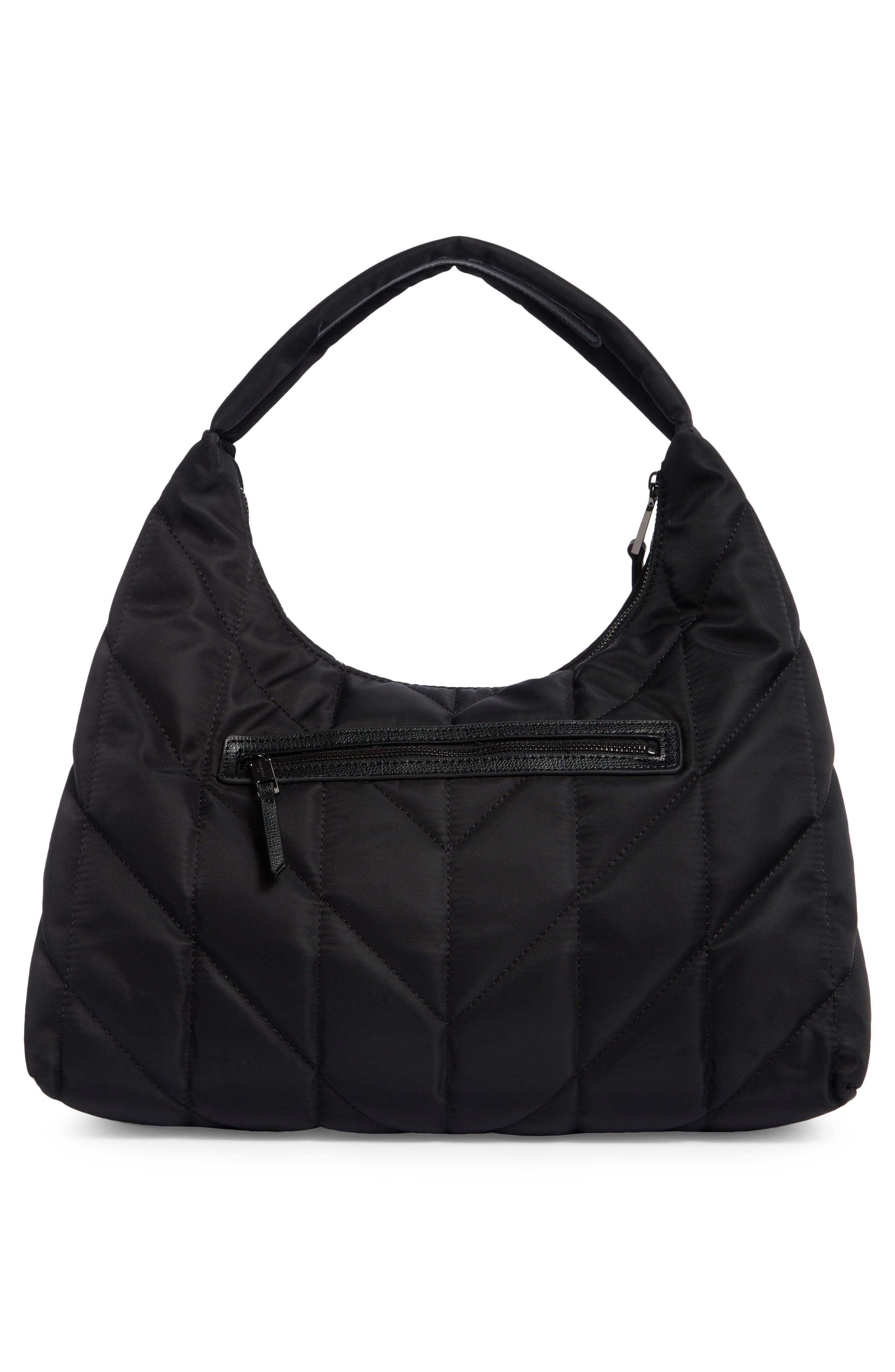 KARL LAGERFELD PARIS Voyage Quilted Nylon Hobo Bag, Alternate, color, Black/ Gunmetal