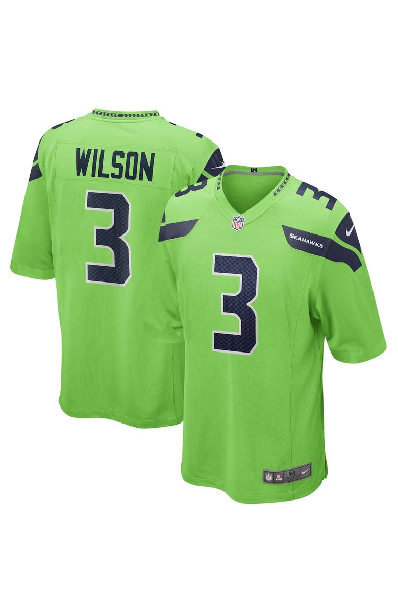 Nike Men's Nike Russell Wilson Neon Green Seattle Seahawks Alternate Game Jersey, Main, color,