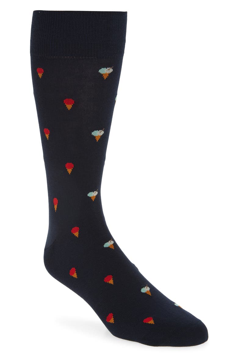Kerry Ice Cream Cotton Blend Dress Socks, Main, color, NAVY