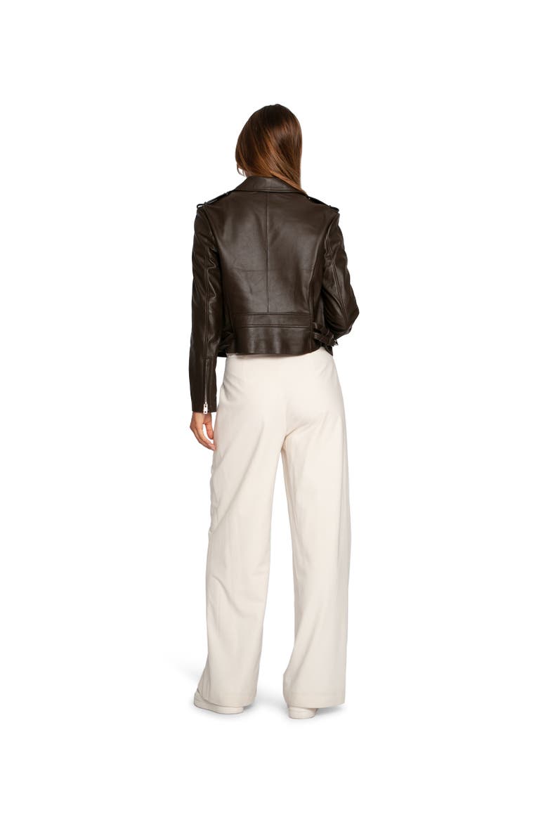 Just Friends Leather Jacket, Alternate, color, Dark brown