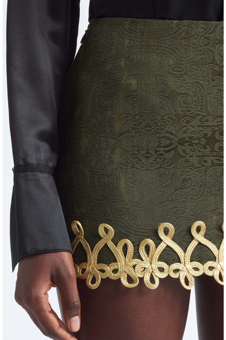 Chi Jacquard Miniskirt, Alternate, color, ARMY GREEN