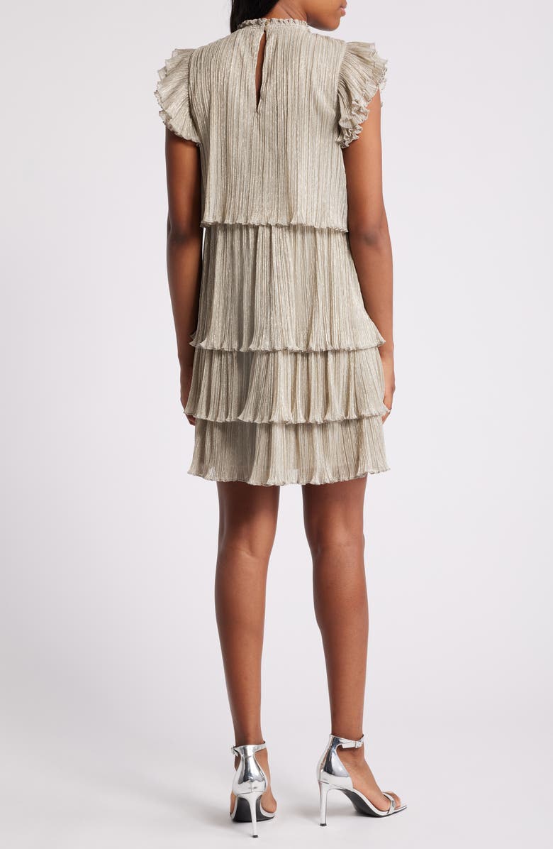 Chelsea28 Metallic Tiered Minidress, Alternate, color, Silver- Gold Foil