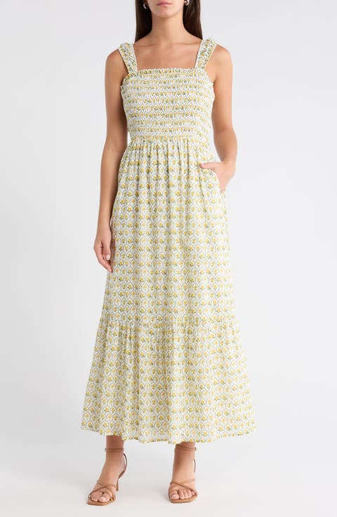 Vemmy Abstract Tayla Smocked Maxi Dress