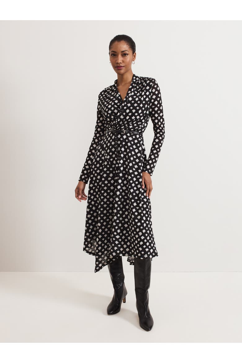 Caitlin Asymmetric Wrap Midi Dress, Main, color, Black