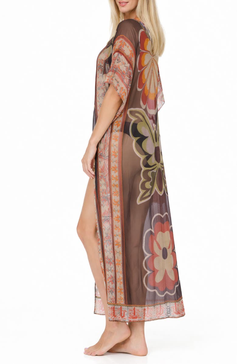 RANEES Print Cover-Up Duster, Alternate, color, Mettalic