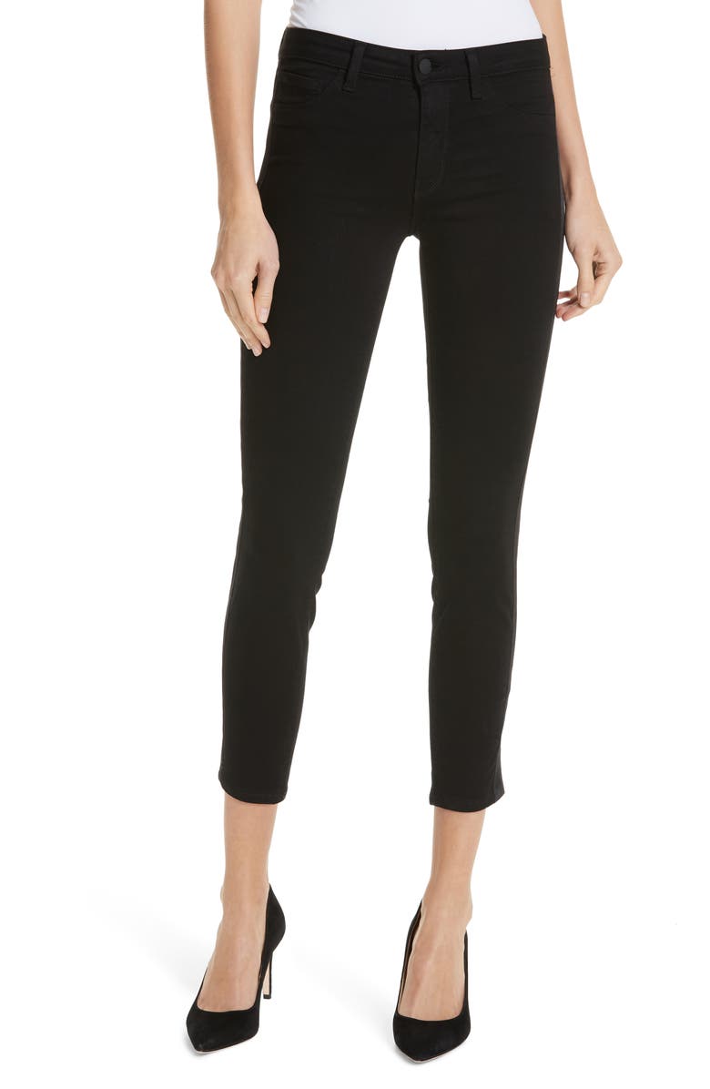 L'AGENCE Margot Tuxedo Stripe Crop Skinny Jeans, Main, color, 