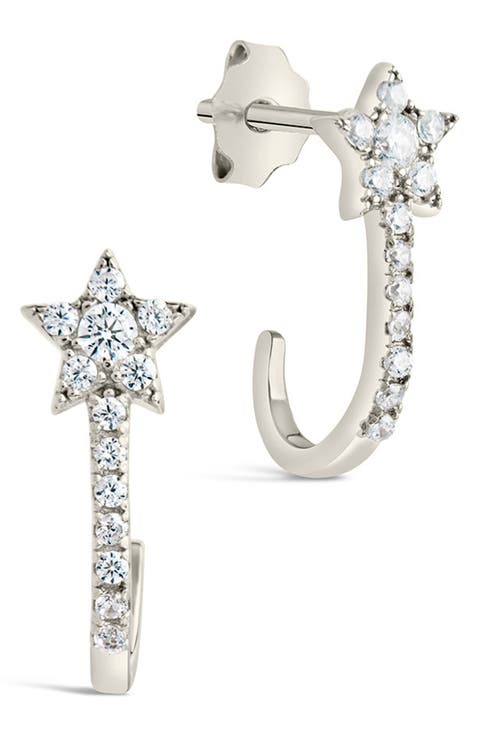 Cubic Zirconia Star Hoop Earrings
