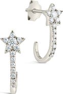 Sterling Forever Cubic Zirconia Star Hoop Earrings