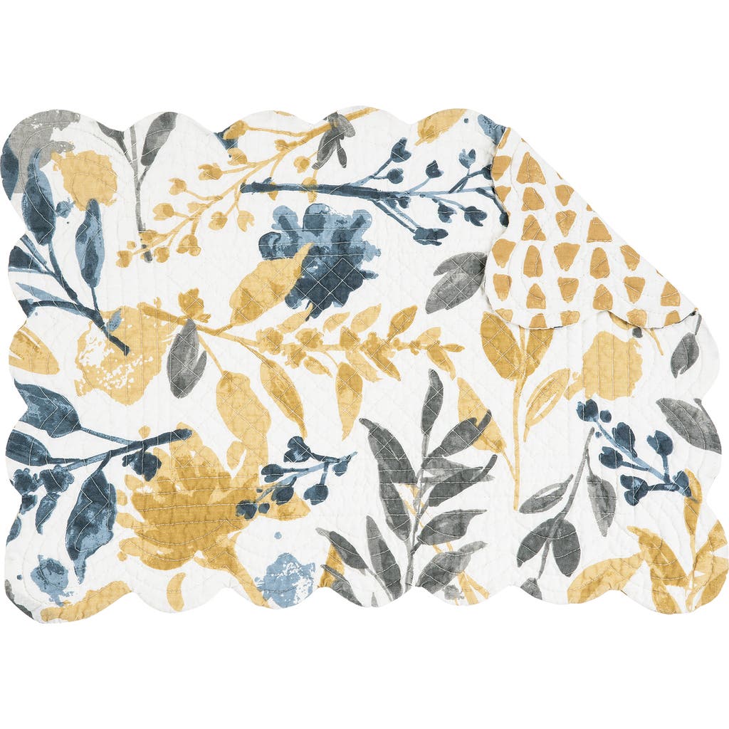 C & F Home C&f Home Natural Home Cotton Quilted Rectangular Reversible Placemats Set Of 6, 13" X 19" In Yellow