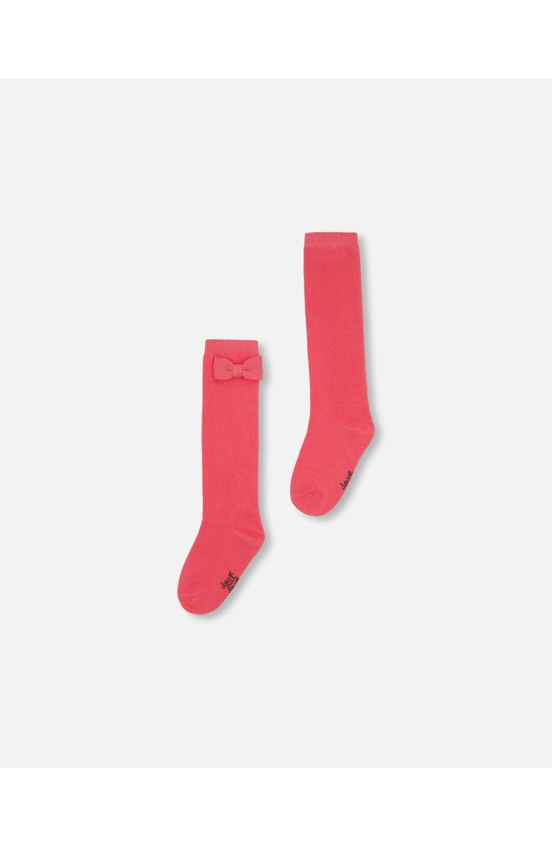 Deux par Deux Girl's Bow Knee Socks Magenta, Main, color, 